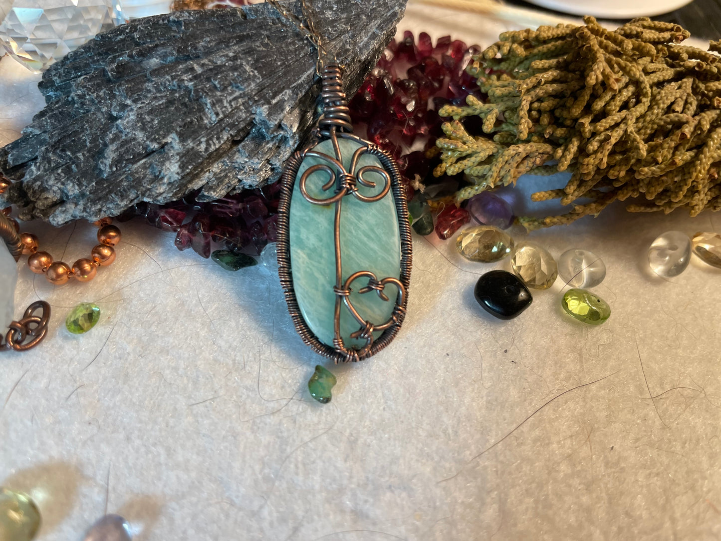 Copper Wrapped Amazonite Pendant