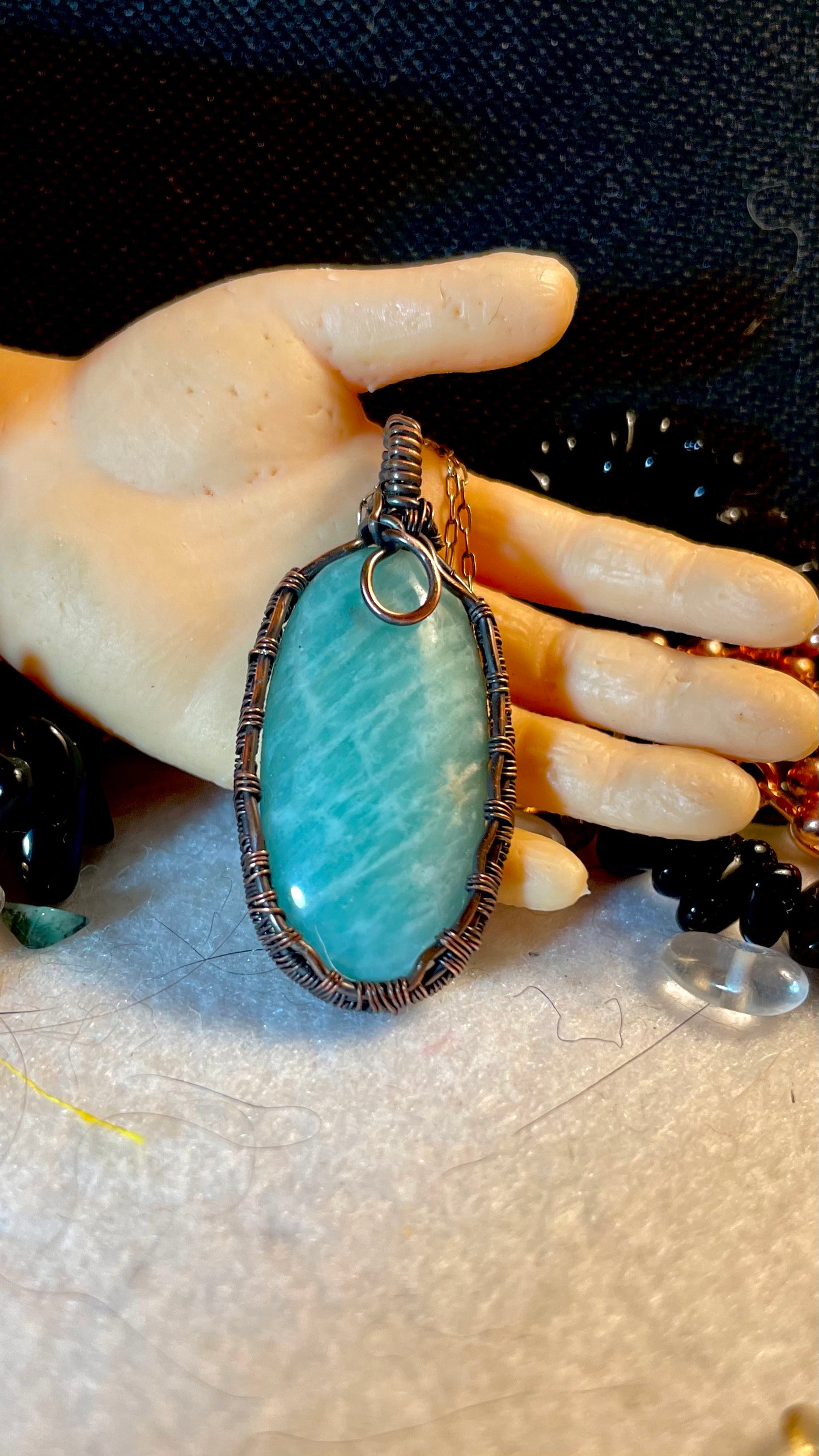 Copper Wrapped Amazonite Pendant